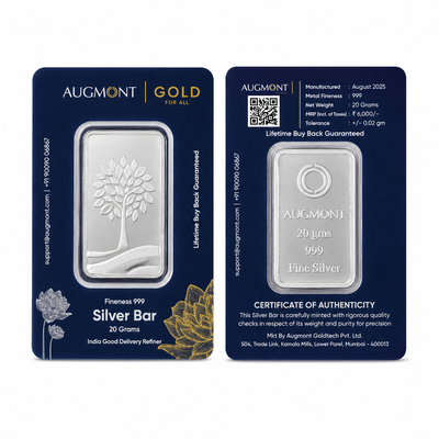 Augmont 20 Gram Silver Bar— 999 Fine