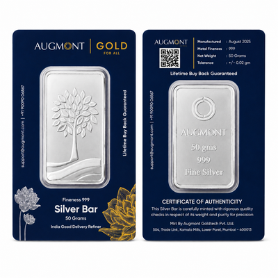 Augmont 50 Gram Silver Bar— 999 Fine