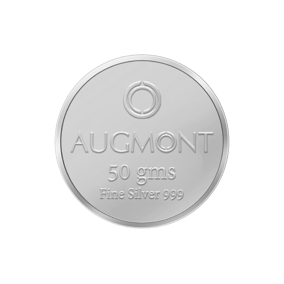 Augmont 50 gram fine silver coin, 999 purity